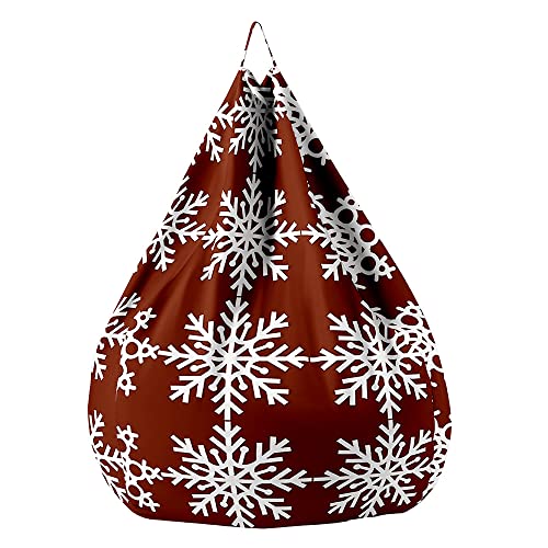 Fasbuy Sitzsack Bezug, Sitzsack Ohne Füllung für Kinder Erwachsene, Schneeflocke Druck 3D Bean Bag für Indoor Outdoor Stofftier Spielzeug Aufbewahrung (Rot,S) von Fasbuy
