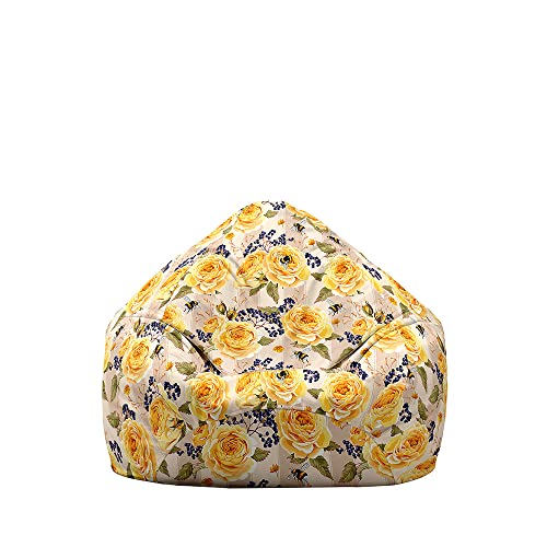 Fasbuy Sitzsack Bezug Weich Ohne Füllung, Sitzsack Waschbarer Lazy Bag 3D Blumen für Erwachsene und Kinder, Sitzsackbezug Stuhlbezug für Wohnzimmer Gaming (Gelbe Rose,80x90cm) von Fasbuy