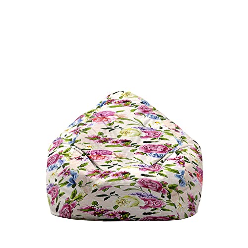 Fasbuy Sitzsack Bezug Weich Ohne Füllung, Sitzsack Waschbarer Lazy Bag 3D Blumen für Erwachsene und Kinder, Sitzsackbezug Stuhlbezug für Wohnzimmer Gaming (Lila Rose,100x120cm) von Fasbuy