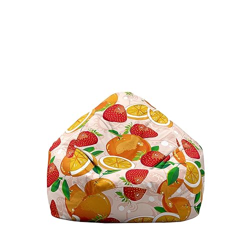 Fasbuy Sitzsack Bezug Weich Ohne Füllung, Sitzsack Waschbarer Lazy Bag 3D Früchte für Erwachsene und Kinder, Sitzsackbezug Stuhlbezug für Wohnzimmer Gaming (Erdbeere,70x80cm) von Fasbuy
