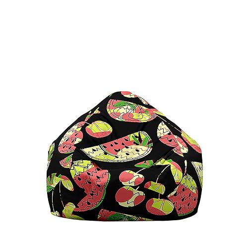 Fasbuy Sitzsack Bezug Weich Ohne Füllung, Sitzsack Waschbarer Lazy Bag 3D Früchte für Erwachsene und Kinder, Sitzsackbezug Stuhlbezug für Wohnzimmer Gaming (Kirsche,80x90cm) von Fasbuy