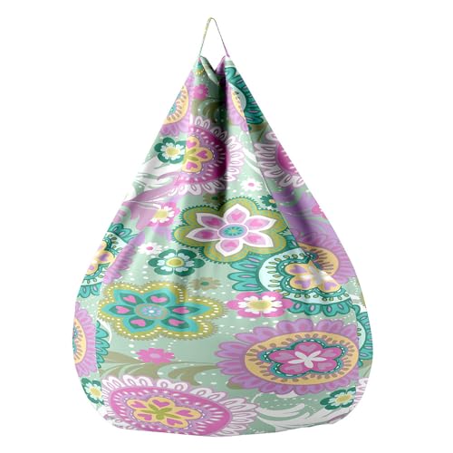 Fasbuy Sitzsack für Kinder Erwachsene, Retro-Stil, Sitzsack Bezug Ohne Füllung, Flauschiger Sofabettbezug, für Indoor Outdoor Wohnzimmer Gaming Sofa Lounge (Traditionelle Blumen,100x120cm) von Fasbuy