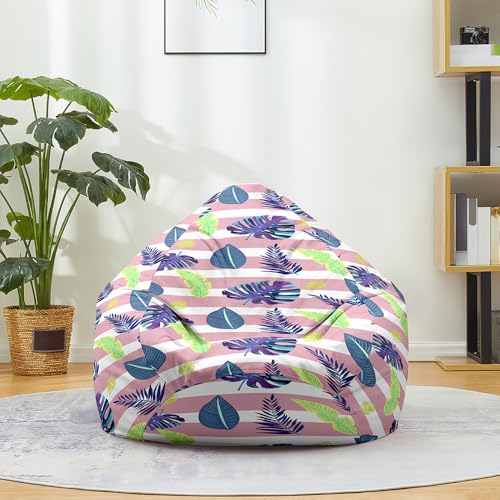 Fasbuy Sitzsack für Kinder Erwachsene, Sitzsack Bezug Ohne Füllung, Flauschiger Sofabettbezug, für Indoor Outdoor Wohnzimmer Gaming Sofa Lounge (Monstera,70x80cm) von Fasbuy