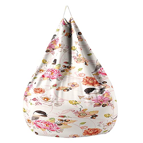 Fasbuy Sitzsack für Kinder Erwachsene 3D Blumen, Sitzsack Bezug Ohne Füllung, Flauschiger Sofabettbezug, für Indoor Outdoor Wohnzimmer Gaming Sofa Lounge (Chinesischer Stil 1,130x150cm) von Fasbuy