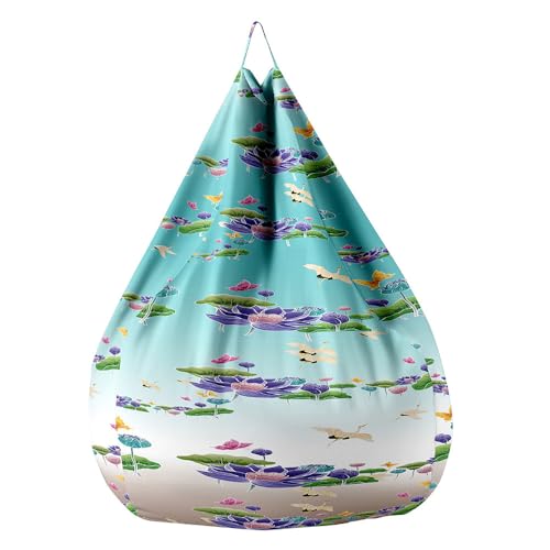 Fasbuy Sitzsack für Kinder Erwachsene 3D Blumen, Sitzsack Bezug Ohne Füllung, Flauschiger Sofabettbezug, für Indoor Outdoor Wohnzimmer Gaming Sofa Lounge (Chinesischer Stil 2,130x150cm) von Fasbuy