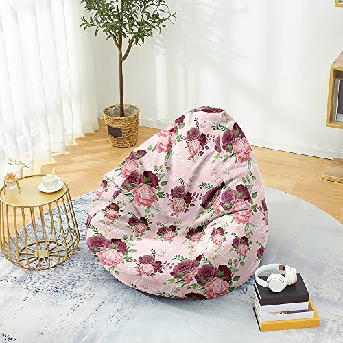 Fasbuy Sitzsack für Kinder Erwachsene 3D Blumen, Sitzsack Bezug Ohne Füllung, Flauschiger Sofabettbezug, für Indoor Outdoor Wohnzimmer Gaming Sofa Lounge (Reiche Blumen,80x90cm) von Fasbuy