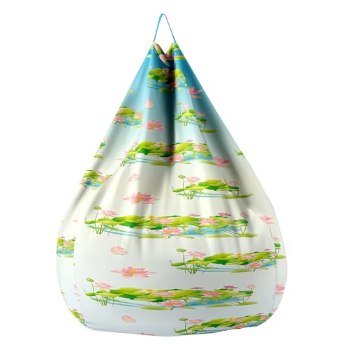 Fasbuy Sitzsack für Kinder Erwachsene 3D Blumen, Sitzsack Bezug Ohne Füllung, Flauschiger Sofabettbezug, für Indoor Outdoor Wohnzimmer Gaming Sofa Lounge (Sommer Lotus,70x80cm) von Fasbuy