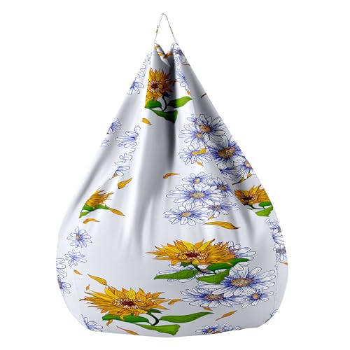 Fasbuy Sitzsack für Kinder Erwachsene 3D Blumen, Sitzsack Bezug Ohne Füllung, Flauschiger Sofabettbezug, für Indoor Outdoor Wohnzimmer Gaming Sofa Lounge (Sonnenblume,130x150cm) von Fasbuy