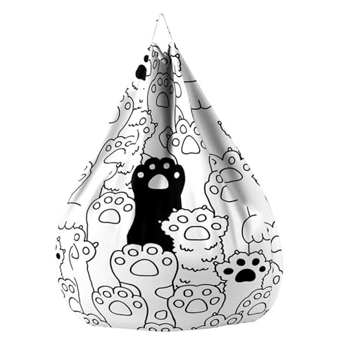 Fasbuy Sitzsack für Kinder Erwachsene 3D Katze, Sitzsack Bezug Ohne Füllung, Flauschiger Sofabettbezug, für Indoor Outdoor Wohnzimmer Gaming Sofa Lounge (Einfach weiß,80x90cm) von Fasbuy