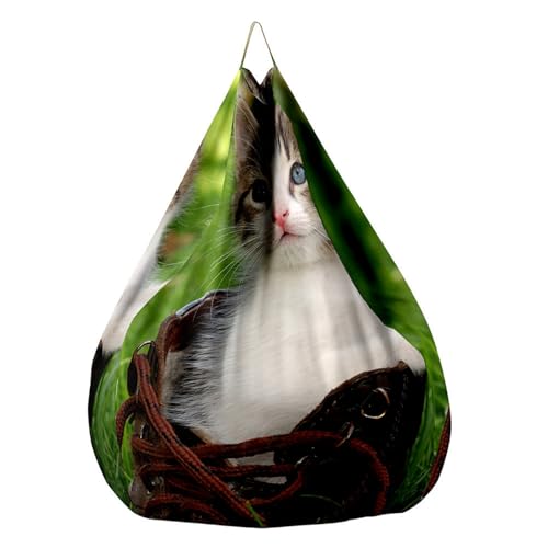 Fasbuy Sitzsack für Kinder Erwachsene 3D Katze, Sitzsack Bezug Ohne Füllung, Flauschiger Sofabettbezug, für Indoor Outdoor Wohnzimmer Gaming Sofa Lounge (Katzen und Schuhe,80x90cm) von Fasbuy