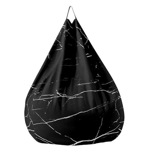 Fasbuy Sitzsack für Kinder Erwachsene 3D Marmor, Sitzsack Bezug Ohne Füllung, Flauschiger Sofabettbezug, für Indoor Outdoor Wohnzimmer Gaming Sofa Lounge (Schwarzer Stil,90x110cm) von Fasbuy