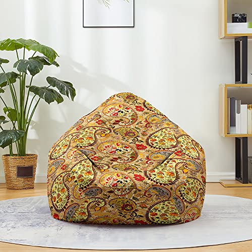 Fasbuy Sitzsack für Kinder Erwachsene Indoor Outdoor, 3D Böhmischer Stil, Sitzsack Bezug Ohne Füllung，Flauschiger Sofabettbezug, für Wohnzimmer Gaming Sofa Lounge (Orangefarbene Farbe,90x110cm) von Fasbuy