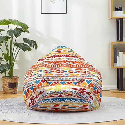 Fasbuy Sitzsack für Kinder Erwachsene Indoor Outdoor, 3D Böhmischer Stil, Sitzsack Bezug Ohne Füllung，Flauschiger Sofabettbezug, für Wohnzimmer Gaming Sofa Lounge (Rot Und Blau,70x80cm) von Fasbuy