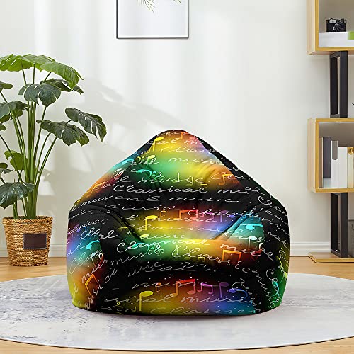 Fasbuy Sitzsack für Kinder Erwachsene Indoor Outdoor, 3D Musiksymbole, Sitzsack Bezug Ohne Füllung，Flauschiger Sofabettbezug, für Wohnzimmer Gaming Sofa Lounge (Neonlichter,130x150cm) von Fasbuy