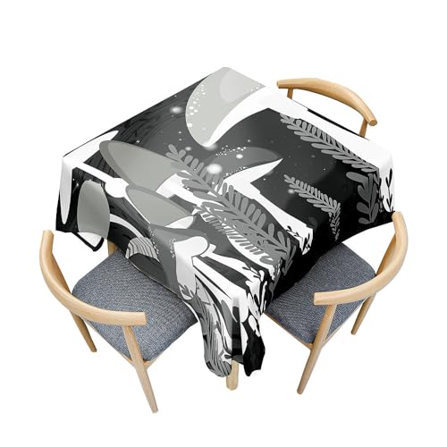 Fasbuy Tischdecke Abwaschbar, 3D-Pilze Quadratisch TischdeckenTischtuch aus Polyester Wasserabweisend mit Lotuseffekt, Draußen Tischwäsche Tischtuchklammern (Gray,120x120cm) von Fasbuy