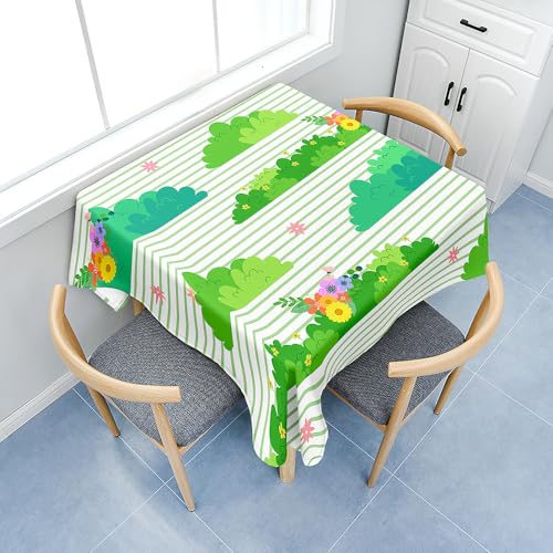 Fasbuy Tischdecke Abwaschbar, Quadratisch TischdeckenTischtuch aus Polyester Wasserabweisend mit Lotuseffekt, Draußen Tischwäsche Tischtuchklammern (Rasen 1,200x200cm) von Fasbuy
