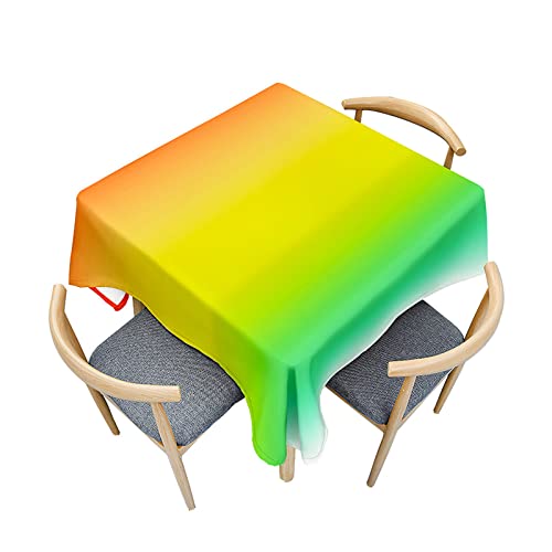 Fasbuy Tischdecke Abwaschbar Quadratisch, Farbverlauf Tischdecke Lotuseffekt Schmutzabweisend Tisch Decken Tischtuch Tischwäsche Modern Mitteldecke für Küche, 4 Klammer (Gelb + Blau,80x80cm) von Fasbuy