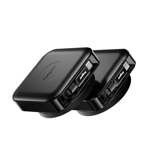 Fasgear 2Stück USB C Kabel,60W PD/PPS Ladekabel Einziehbar Schnellladekabel 1.4m,360°Drehung auf Tisch,4-stufige Länge Voreingestellter USB C 2.0 für i-Phone16 Pro Max/i-Pad/Mac-Book/Sam-sung(Schwarz) von Fasgear