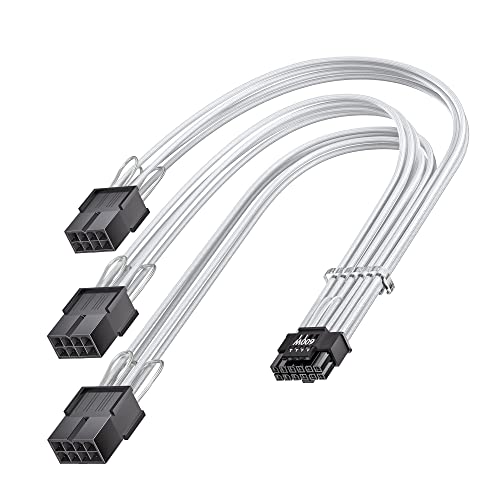 Fasgear PCI-e 5.0 12VHPWR(12V-2x6) Verlängerungskabel 30cm,16pin(12+4) Stecker auf PCI-E 5.0 3x8-polige Buchse,gesleevtes Verlängerungskabel für RTX 3090Ti 4080 4090 4070Ti 5070 5080(Weiß) von Fasgear