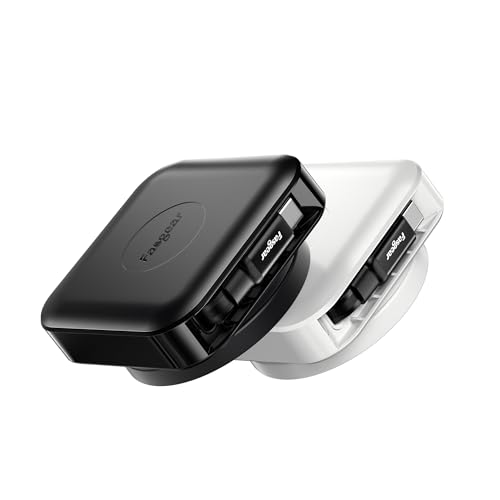 Fasgear USB C Kabel,60W PD/PPS Ladekabel Einziehbar Schnellladekabel 1.4m,360°Drehung auf Tisch,4-stufige Länge Voreingestellter USB C 2.0 für i-Phone16 Pro Max/i-Pad/Mac-Book/Sam-sung(Schwarz&Weiß) von Fasgear