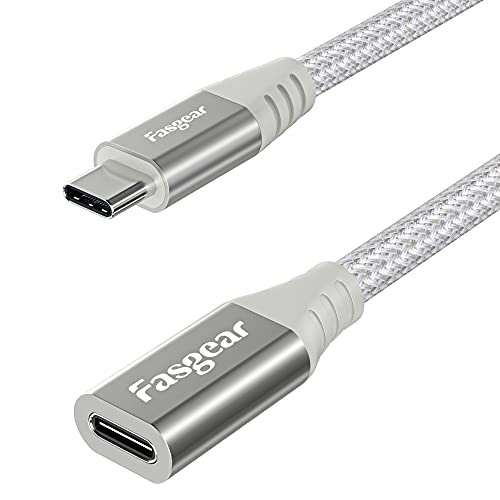 Fasgear USB-C-Verlängerungskabel: Typ-C-Stecker auf Buchse, Verlängerungskabel, kompatibel mit Mag-safe-Ladegerät | Mag sicheres kabelloses Laden | Alle Geräte vom Typ C 2.0 (1.8m, Weiß) von Fasgear