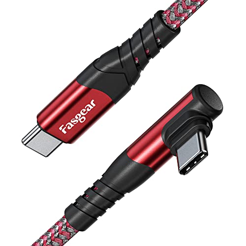 Fasgear USB C auf USB C Kabel, 3m 60 W Typ C auf Typ C rechtwinklig 90 Grad, PD-Schnellladekabel, kompatibel mit Galaxy S22 S21 S20 Mac-Book i-Pad Pro i-Pad Air (3m, Rot) von Fasgear