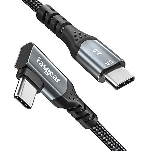 Fasgear USB C auf USB C Kabel Winkelstecker 90 Grad,100W 5A PD Schnellladekabel USB C Abgewinkelt für Mac-Book Pro i-Pad Pro 2020 Galaxy S24 Hua-wei P40 ThinkPad Dell HP(Schwarz,3m) von Fasgear