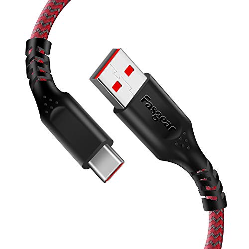 Fasgear Warp Charge 30W Kabel für Oneplus 7 Pro 7T, 1m Dash Charging USB C Kabel Schnellladung Nylon Geflochtene Daten Sync USB Typ C Kabel für Oneplus 7 6T 6 5T 5 3T (1m, Rot) von Fasgear