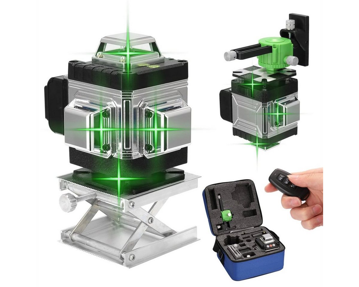Fasget Laserwasserwaage, 4D 16 Linien Linienlaser 360° Selbstnivellierend mit 1 Akku Set von Fasget