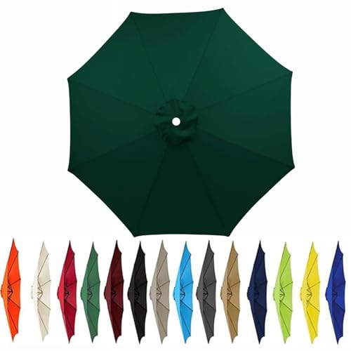 Fasheepfa Ersatzdach für den Außenschirm mit 6 Rippen oder 8 Rippen, Stoffbezug für Terrassenschirm, nur #2, Dunkelgrün, 2,7 m, 6 Rippen von Fasheepfa