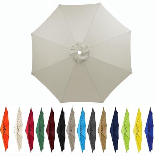 Fasheepfa Ersatzdach für den Außenschirm mit 6 Rippen oder 8 Rippen, Stoffbezug nur für Terrassenschirm, Hellgrau, 3,0 m / 6 Rippen von Fasheepfa