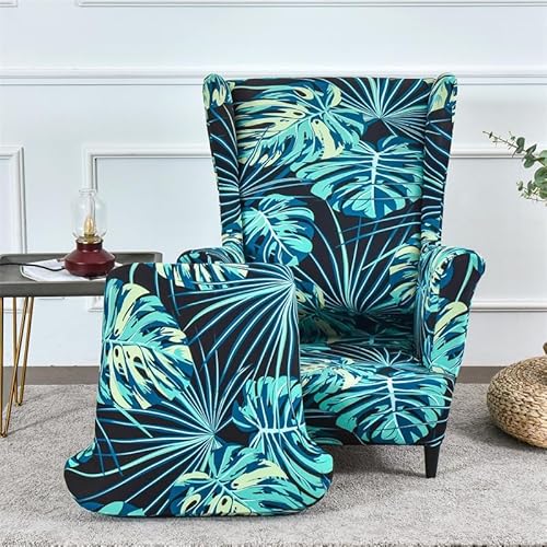 Fasheepfa Ohrensessel-Schonbezüge mit elastischem Stretch-Design für Lounge-Sessel und Sofa, Schutz für drinnen und draußen, Dunkelblau, 2 Stück von Fasheepfa