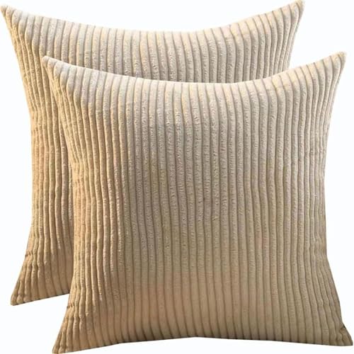 Fasheepfa Super-King-Size-Kissenbezug, 2er-Set, quadratisch, mit unsichtbarem Reißverschluss, weich, extra groß, Kissenbezüge für Sofa und Couchdekoration (Hellkhaki, 40 x 40 cm (2er-Set) von Fasheepfa