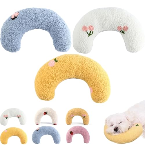 Fasheepfa Ultraweiches, beruhigendes Hundekissen mit hochdichter Füllung für Angstlinderung und orthopädische Unterstützung (Blau + Weiß + Gelb) von Fasheepfa