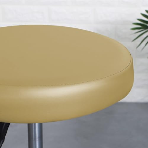 Fasheepfa Wasserdichte runde Hockerbezüge mit elastischem Rand, abwischbare PU-Schonbezüge für Zuhause, Küche und Barhocker (Beige, 2 Stück - 40 cm) von Fasheepfa