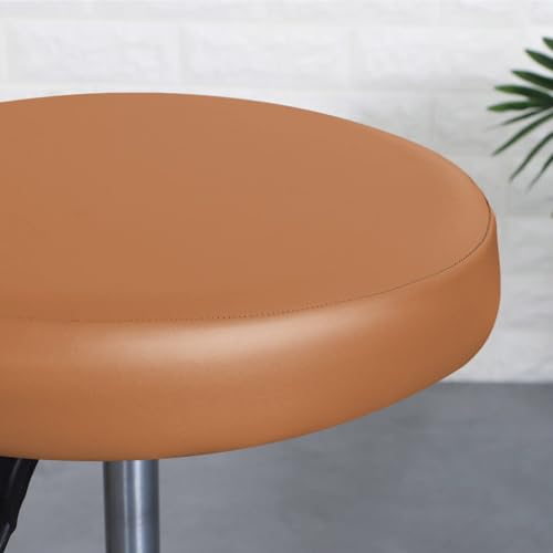 Fasheepfa Wasserdichte runde Hockerbezüge mit elastischem Rand, abwischbare PU-Schonbezüge für Zuhause, Küche und Barhocker (Khaki, 1 Stück, 45 cm) von Fasheepfa