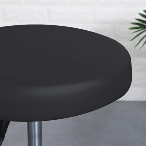 Fasheepfa Wasserdichte runde Hockerbezüge mit elastischem Rand, abwischbare PU-Schonbezüge für Zuhause, Küche und Barhocker (Schwarz, 2 Stück - 30 cm) von Fasheepfa