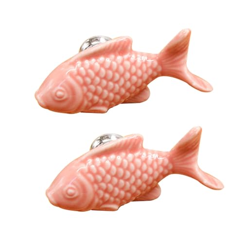 Schrankgriffe in Fischform, Kinder-Türknäufe für Schubladen, niedlicher Keramikgriff, bunt, für Küche, Wohnzimmer, 2 Stück (Rosa) von Fasheepfa