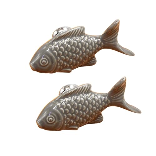 Schrankgriffe in Fischform, Kinder-Türknäufe für Schubladen, niedlicher Keramikgriff, bunt, für Küche, Wohnzimmer, Grau, 2 Stück Schrankgriffe in Fischform, Kinder-Türknäufe für Schubladen, niedlicher Keramikgriff, bunt, für Küche, Wohnzimmer, Grau, 2 Stück von Fasheepfa