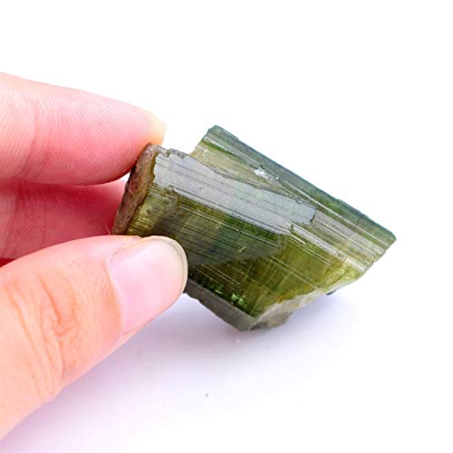 Fashio Wohndekorationen. 1PC natürlicher seltener grüner Turmalin Quarzt rauer Stein roher Edelstein Mineralprobe unregelmäßige Kristalle Sammlung Reiki (Color : Green Tourmaline, Size : 40 50g) von Fashio