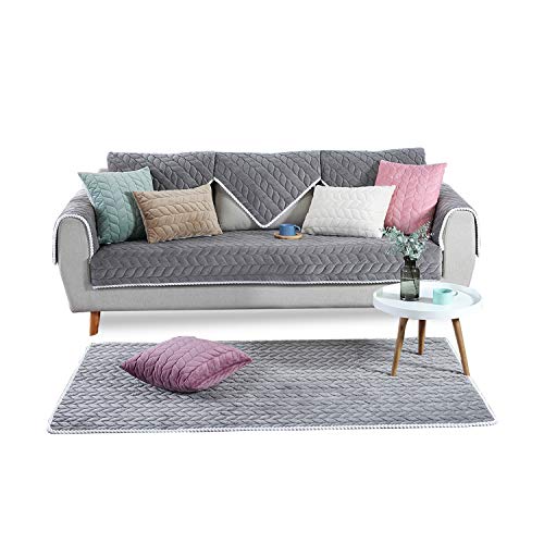 Fashion·LIFE Sofa Überwürfe Schonbezug Gesteppte Anti-rutsch Sofabezug Haustier Sofa Abdeckung Kinder Hunde(Grau,90X160cm) von Fashion·LIFE