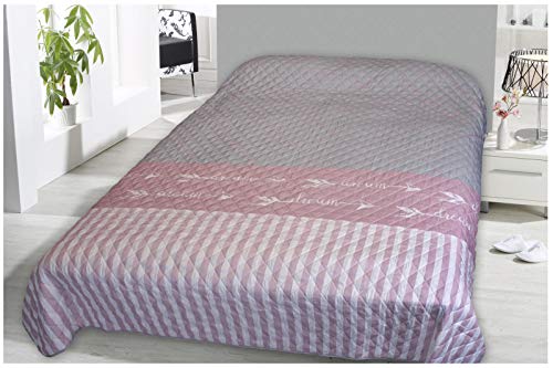 heimtexland ® Bettüberwurf Tagesdecke Steppdecke 220x240 Landhaus Deko Bettdecke Schlafzimmer Plaid Gesteppt Typ456 Dream Rosa von heimtexland