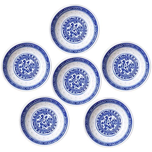 Chinesischer Stil Blau und Weiß Floral Keramik Dip Schalen Set Porzellan Dip Mini Schalen Soja Sauce Dish Dip Bowls, Appetizer Beilagen für Party, Familie, Set von 6 (Loong Muster) von Fashion & Lifestyle