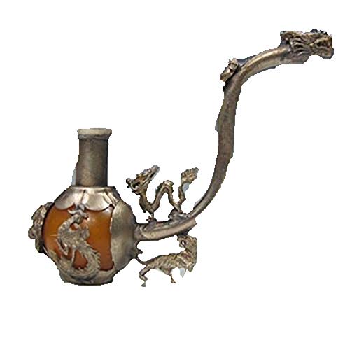 Fashion158 Collectibles Chinesische alte Antiquitäten, handgefertigt, Jade Silber Pfeife von ZXC