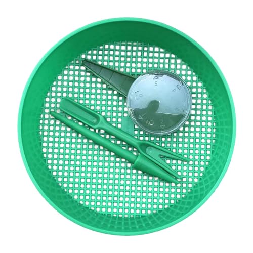 FashionCha 4 Stück Gartensieb Set mit Rundsieb Sähelfer Und Umpflanzwerkzeug Aus für Die Pflanzenanzucht für Die Aussaat Und Pikierarbeit auf Dem Balk, 4 Stück von FashionCha