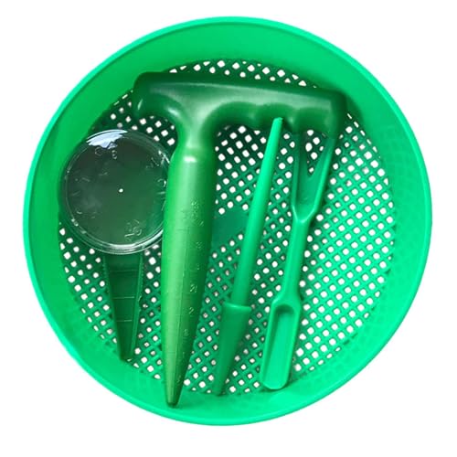 FashionCha 4 Stück Gartensieb Set mit Rundsieb Sähelfer Und Umpflanzwerkzeug Aus für Die Pflanzenanzucht für Die Aussaat Und Pikierarbeit auf Dem Balk, 5 Stücke von FashionCha