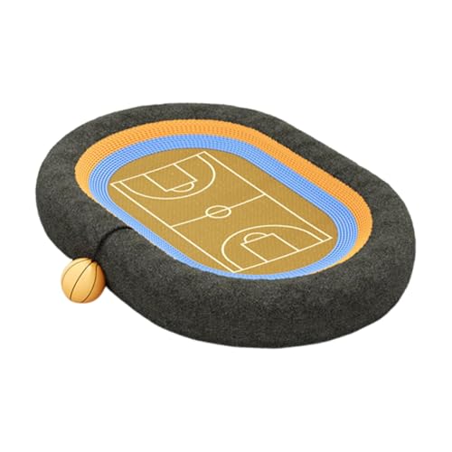 FashionCha Katzenkratzbrett mit Integriertem Ballspiel Atmungsaktives Sisalmaterial Bequeme Ovalform für Katzenmöbel, Basketball von FashionCha