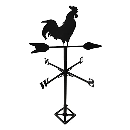 FashionCha Wetterfahne Gartenstecker Windmesser Tierdekor Hahn Ornament Als Bemalte Metallfigur Die Sich Leicht Im Wind Dreht für Pavillon Garage Und Hofdekorati, Hahn von FashionCha
