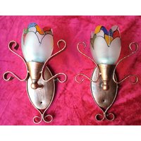 Original Paar Sconces Vintage/Wandleuchte Doppel Shabby Chic Kerzenhalter Original Paar Sconces Vintage/Wandleuchte Doppel Shabby Chic Kerzenhalter von FashionanticVintage