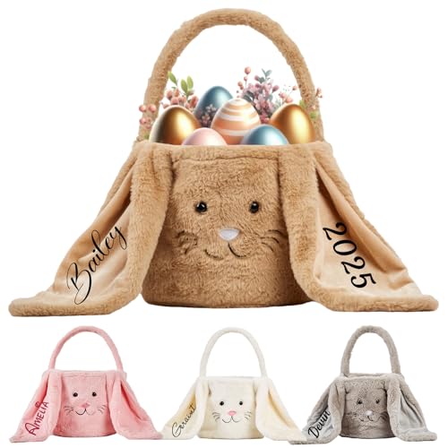 Personalisierte Osterkörbchen - Monogrammiert mit Namen,Osterkorb Kinder,Ostereierjagd Körbe,Osterkörbchen mit Henkel,Ostergeschenke für Kinder von Fasinheaco
